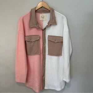 Fantastic Fawn Pink and Brown Button-Up Top